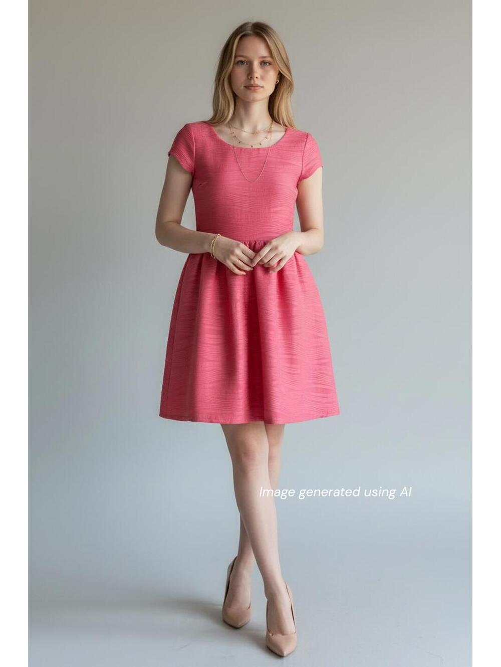 B Darlin Junior's Coral Pink Pleated Fit and Flare Semi-Formal Dress - Size 5/6